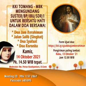 DOA JAM KERAHIMAN - OKTOBER 2021 @ Zoom Meeting ID: 99611572867 Passcode: 685595