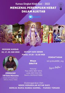KURSUS SINGKAT KITAB SUCI 2022 - MENGENAL PEREMPUAN HEBAT DALAM ALKITAB @ Zoom Meeting