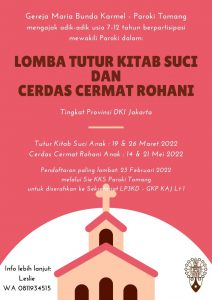 LOMBA TUTUR KITAB SUCI ANAK TINGKAT KAJ 2022