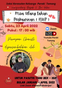 MISA ULANG TAHUN PERKAWINAN (HUP) JAN - APR 2022 @ Zoom Meeting ID: 81909505377 Passcode: 101109