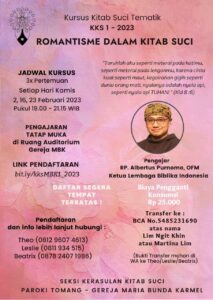 KURSUS KITAB SUCI TEMATIK I 2023 "ROMANTISME DALAM KITAB SUCI" @ Auditorium MBK