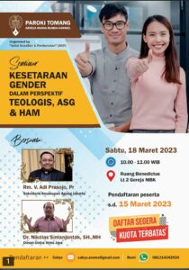 SEMINAR KESETARAAN GENDER DALAM PERSPEKTIF TEOLOGIS, ASG, & HAM @ Ruang Benedictus