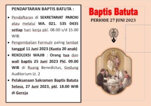 PENDAFTARAN BAPTIS BATUTA PERIODE JUNI 2023