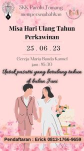 MISA HARI ULANG TAHUN PERKAWINAN (HUP) JUNI 2023 @ Gereja Maria Bunda Karmel