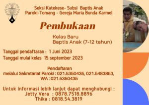 PEMBUKAAN KELAS BARU BAPTIS ANAK 2023 (7 - 12 TAHUN)