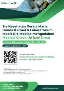 MEDICAL CHECK UP BAGI UMAT - 5 NOVEMBER 2023 @ Auditorium Gereja MBK
