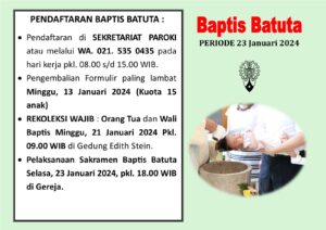 PENDAFTARAN BAPTIS BATUTA PERIODE JANUARI 2024
