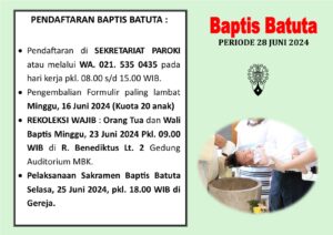 PENDAFTARAN BAPTIS BATUTA PERIODE JUNI 2024