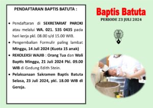 PENDAFTARAN BAPTIS BATUTA PERIODE JULI 2024