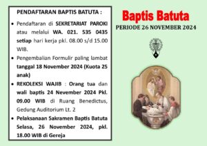 PENDAFTARAN BAPTIS BATUTA PERIODE NOVEMBER 2024