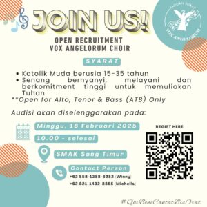 OPEN RECRUITMENT VOX ANGELORUM CHOIR MBK 2025 @ SMAK Sang Timur