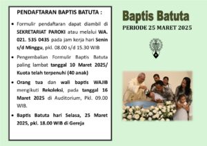 PENDAFTARAN BAPTIS BATUTA PERIODE MARET 2025