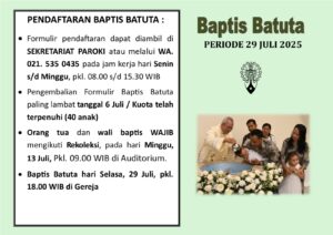 PENDAFTARAN BAPTIS BATUTA PERIODE JULI 2025