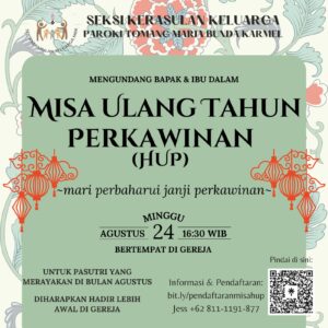 MISA HARI ULANG TAHUN PERKAWINAN (HUP) AGU 2025 @ Gereja Maria Bunda Karmel