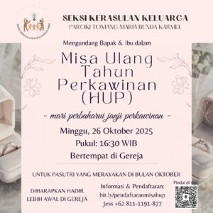 MISA HARI ULANG TAHUN PERKAWINAN (HUP) OKT 2025 @ Gereja Maria Bunda Karmel