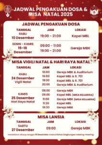 JADWAL PENGAKUAN DOSA NATAL 2025 - KAPEL MBL @ Kapel Maria Bintang Laut (Taman Anggrek)