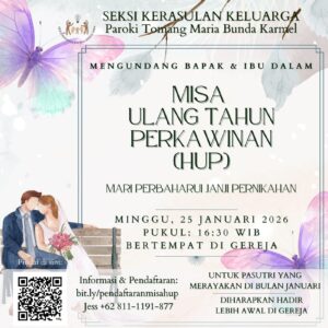MISA HARI ULANG TAHUN PERKAWINAN (HUP) JAN 2026 @ Gereja Maria Bunda Karmel