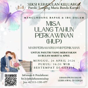 MISA HARI ULANG TAHUN PERKAWINAN (HUP) APR 2026 @ Gereja Maria Bunda Karmel